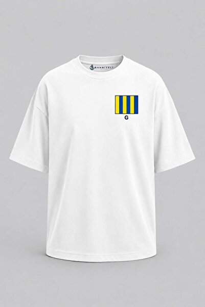 Bahriyeli Collection Υπερμεγέθη μπλουζάκι Unisex με στάμπα γράμματος G και τσ...