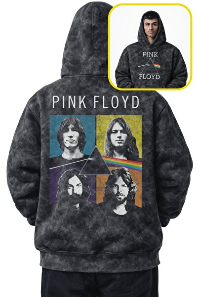 Fuddy Moda Hanorac unisex cu glugă, imprimat pe spate Pink Floyd, lavabil, ha...