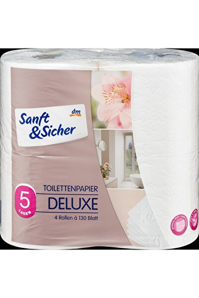 OEM Sanft&Sicher hartie igienica Deluxe, 5 straturi, alba, 4 role x 130 foi, ...