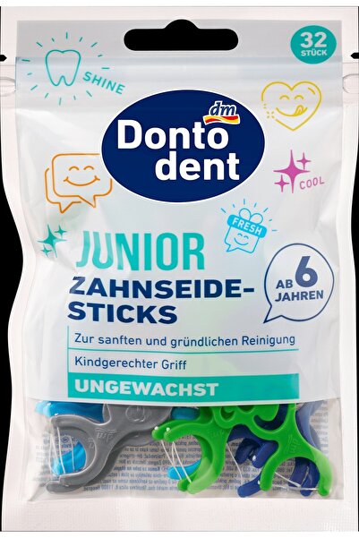 Dontodent Bețișoare cu ață dentară pentru juniori, de la 6 ani, 32 buc