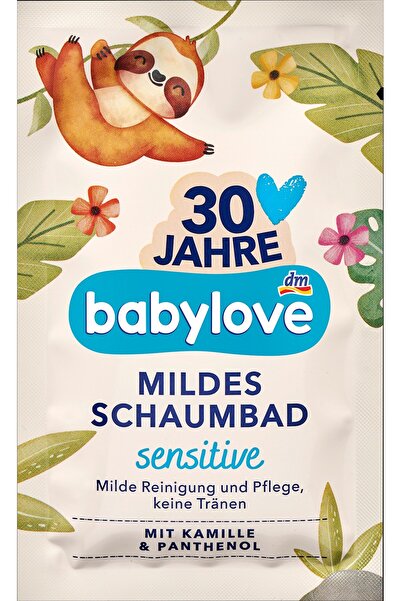 Babylove Spumant de baie pentru piele sensibilă cu mușețel și pantenol, 20 ml