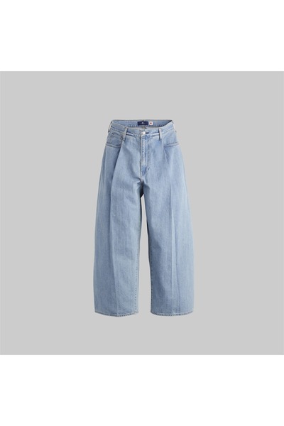 Levi's Μπλε τζιν παντελόνι με φαρδιές πιέτες και κοντό μήκος