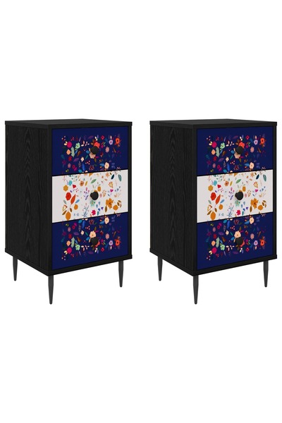 vidaxl Dulap de noapte MAINZ 2 buc. Stejar Negru 36 x 33 x 61 cm