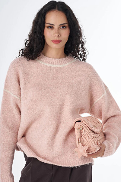 Kayra Stripe Detailed Knitwear Sweater Powder