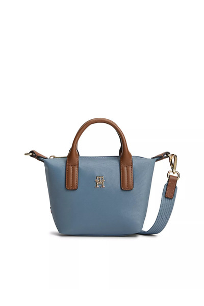 Tommy Hilfiger Women's Metallic Th Logo Detailed Detachable Long Strap Blue Bag