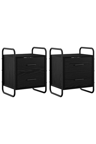 vidaxl Dulap de Noapte Suspendat 2 buc. Stejar Negru 40 x 30 x 50 cm