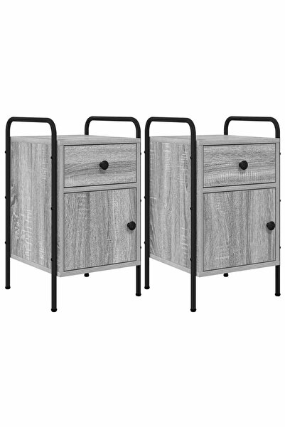 vidaxl Dulap de noapte 2 buc. Sonoma gri 35 x 36,5 x 61 cm