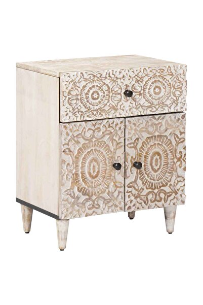 vidaxl Dulap pentru pat Alb 50 x 33 x 60 cm Lemn de mango solid