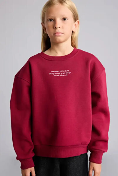 DeFacto Relax Fit Crew Neck Low Shoulder Printed Sweatshirt Girls I3382A826Au