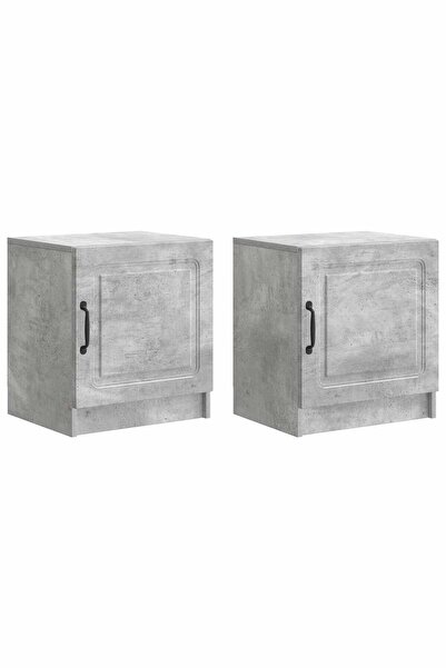 vidaxl Dulap de noapte 2 buc. Gri Beton 43 x 34,5 x 47 cm
