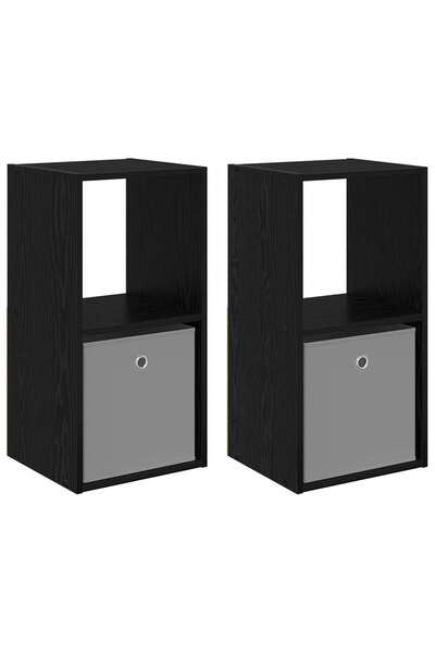 vidaxl Noptieră 2 buc. Stejar Negru 35 x 32 x 68,5 cm Lemn prelucrat