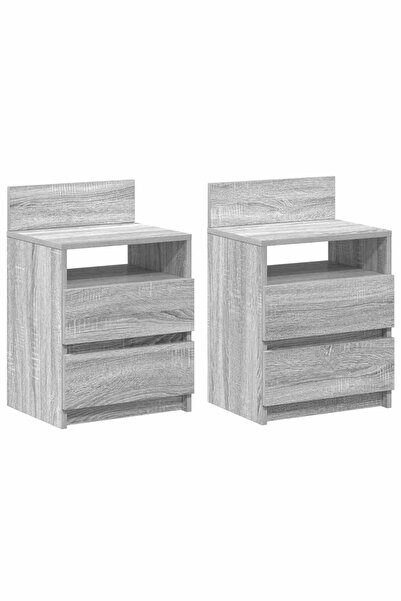 vidaxl Noptiere 2 buc. cu 2 sertare gri Sonoma 40x33x60 cm