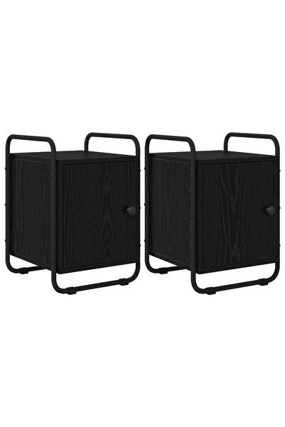 vidaxl Dulap de noapte 2 buc. Stejar Negru 35 x 36,5 x 50 cm