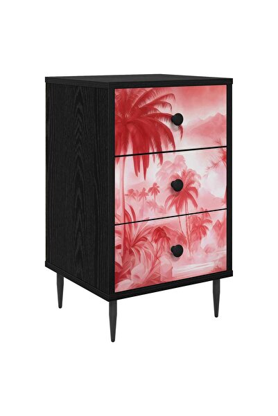 vidaxl Dulap de noapte AACHEN Stejar Negru 36 x 33 x 61 cm