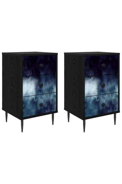 vidaxl Dulap de noapte RAALTE 2 buc. Stejar Negru 36 x 33 x 61 cm