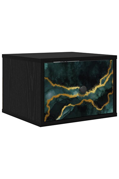 vidaxl Noptieră suspendată WIJHE Stejar Negru 36 x 33 x 25 cm