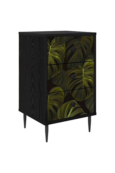 vidaxl Dulap de noapte ELBURG Stejar Negru 36 x 33 x 61 cm