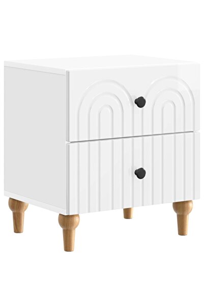vidaxl Dulap de noapte cu sertar Alb foarte lucios 43 x 34,5 x 48 cm