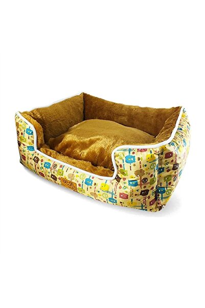 Generic Brand Cosy Bolster Pet Bed for Cats and Small Dogs - Yellow Cartoon P...