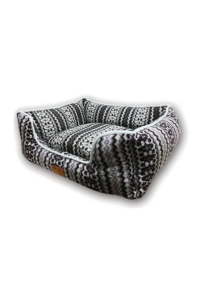 Generic Brand Cosy Bolster Pet Bed for Cats and Small Dogs - Black Nordic Knit