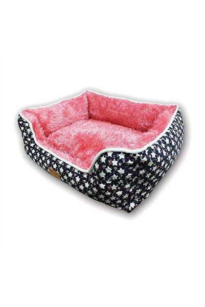 Generic Brand Cosy Bolster Pet Bed for Cats and Small Dogs - Navy Star Print
