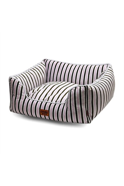 Generic Brand Cosy Bolster Pet Bed for Cats and Small Dogs - Black Stripe