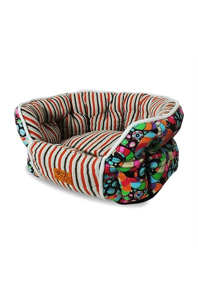 Generic Brand Round Snuggle Nest Pet Bed for Cats and Small Dogs - Orange Str...