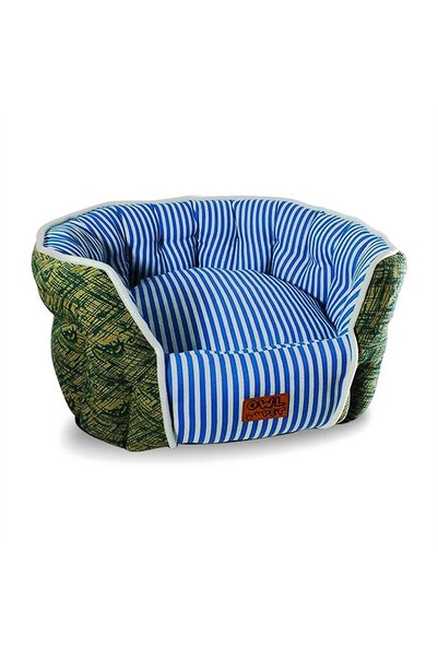 Generic Brand Round Snuggle Nest Pet Bed for Cats and Small Dogs - Blue Strip...