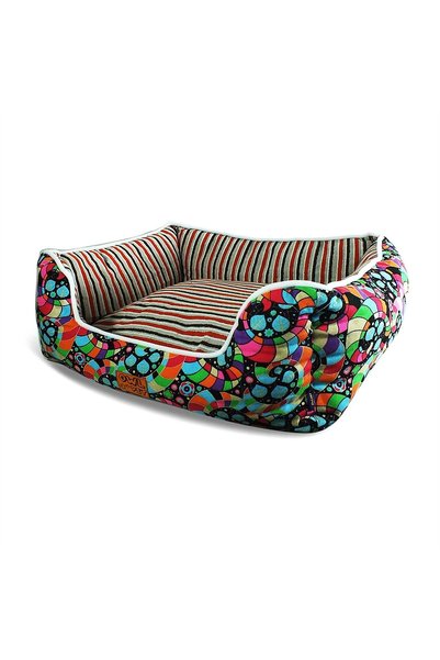 Generic Brand Cosy Bolster Pet Bed for Cats and Small Dogs - Multicolour Bubb...