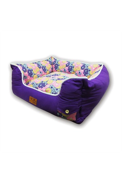 Generic Brand Cosy Bolster Pet Bed for Cats and Small Dogs - Purple Floral