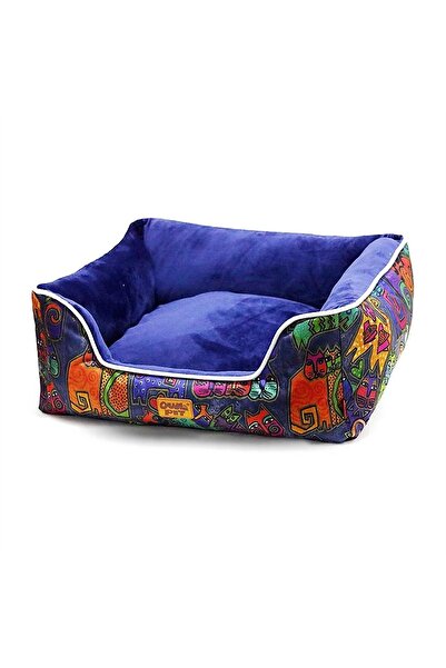 Generic Brand Cosy Bolster Pet Bed for Cats and Small Dogs - Purple Folk Cat