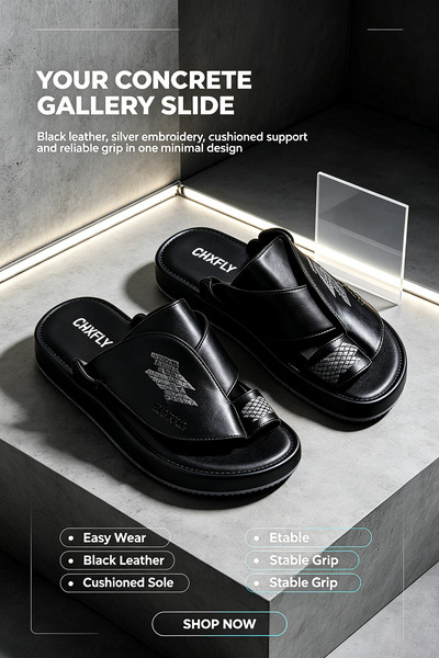 SoftSole KSA صندل رجالي عصري من الجلد مع لمسة معدنية ونعل مبطن