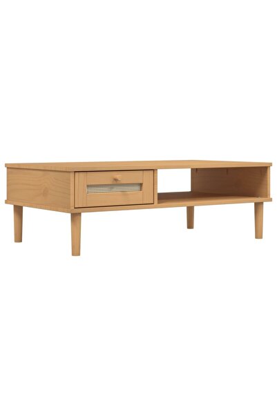 vidaxl Masă de cafea SENJA aspect ratan maro 100x55x33 cm lemn masiv