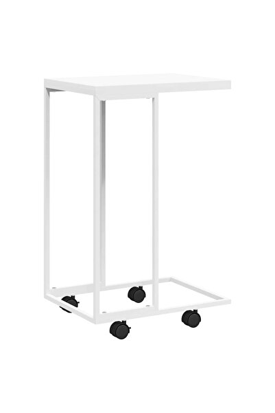 vidaxl Măsuță laterală cu roți, alb/maro, 40x30x63,5 cm lemn prelucrat