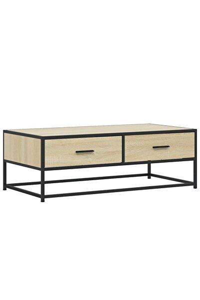 vidaxl Măsuță cafea stejar sonoma 100x50x35 cm lemn prelucrat și metal