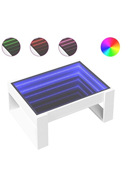 vidaxl Măsuță de cafea cu LED infinity, alb, 70x53x30 cm