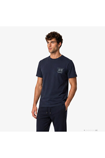 Tommy Hilfiger Sign Flag Erkek Lacivert T-Shirt