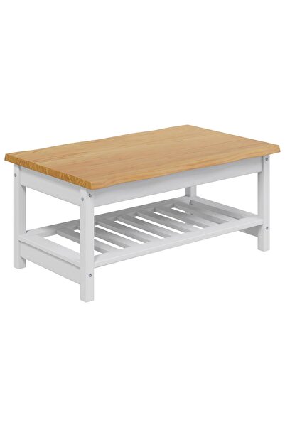 vidaxl Masă de cafea EKAI Alb 100 x 60 x 45,5 cm Lemn masiv de pin