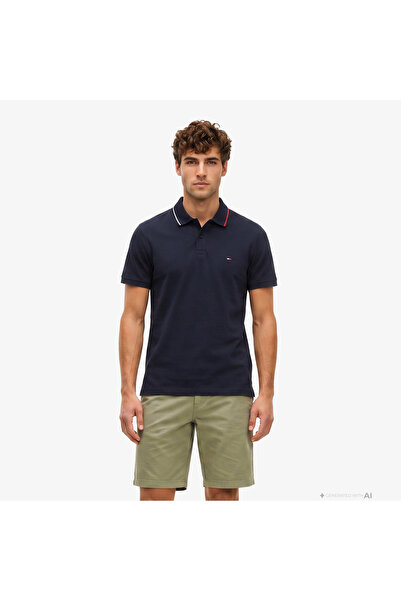 Tommy Hilfiger Erkek Normal Kalıp Logo Bayrak İşlemeli Kısa Kollu Lacivert Po...