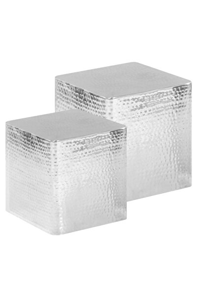 vidaxl Măsuțe de cafea, 2 buc., argintiu, aluminiu