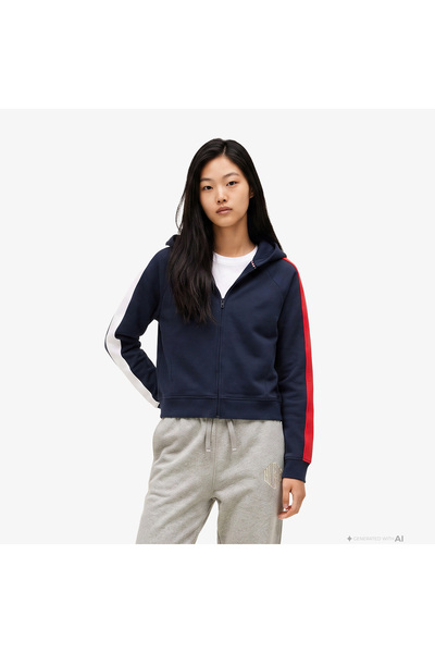 Tommy Hilfiger Badge Track Hood Kadın Lacivert Sweatshirt