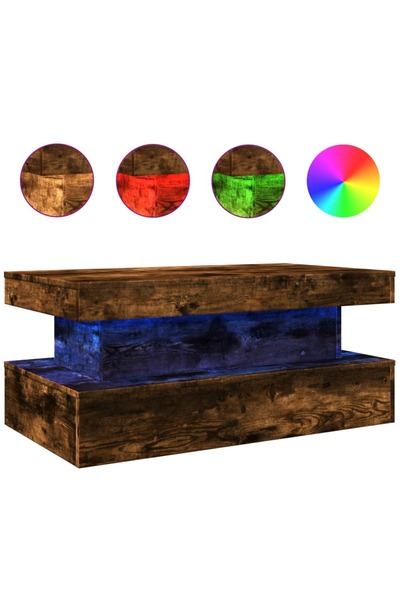 vidaxl Măsuță de cafea cu lumini LED, stejar sonoma, 90x50x40 cm
