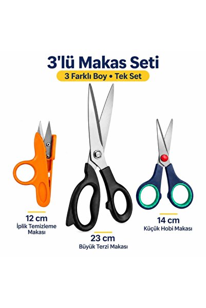 ALBERTOS Terzi Makası Hobi Makası İplik Temizleme 3’lü Makas Seti