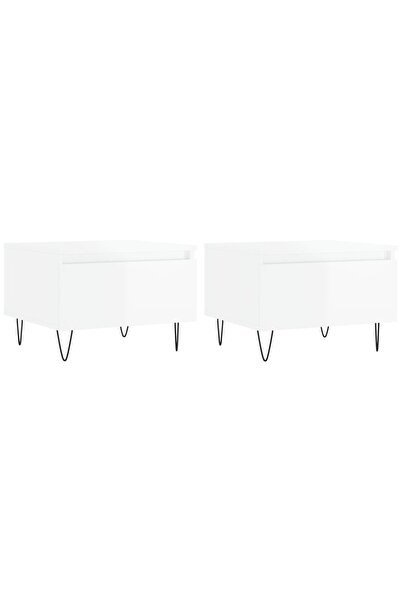vidaxl Mese de cafea 2 buc. alb extralucios 50x46x35 cm lemn compozit