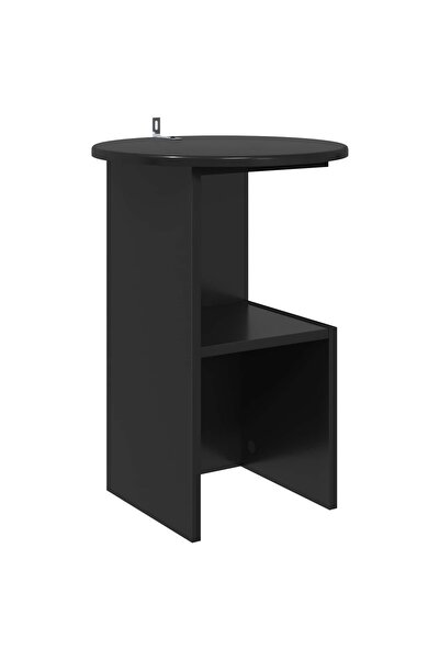 vidaxl Masă laterală Stejar Negru Ø 39,5 x 55 cm Lemn prelucrat