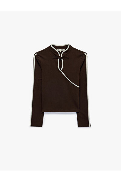 Koton Slim Fit Ribbed Frog Closure Buttoned Mandarin Collar Long Sleeve T-Shirt