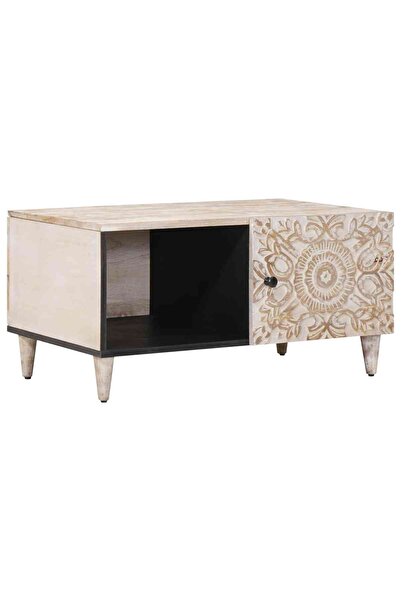vidaxl Masă de cafea Alb 80 x 50 x 40 cm Lemn de mango solid