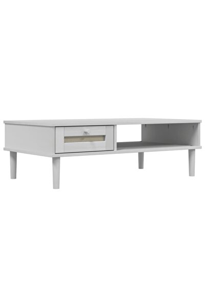 vidaxl Masă de cafea SENJA aspect ratan alb 100x55x33 cm lemn masiv