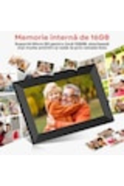 VİS Ramă foto digitală inteligentă WIFI, Conexiune multi-utilizator, Transfer în timp real, Prieteni, Familie, Bunici, Rotație automată, Redare foto/video, Ecran tactil IPS, 10,1 inch, Aplicația Frameo, iOS și Android