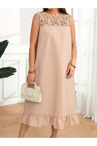 Sheya Midi dress, beige - 5XL